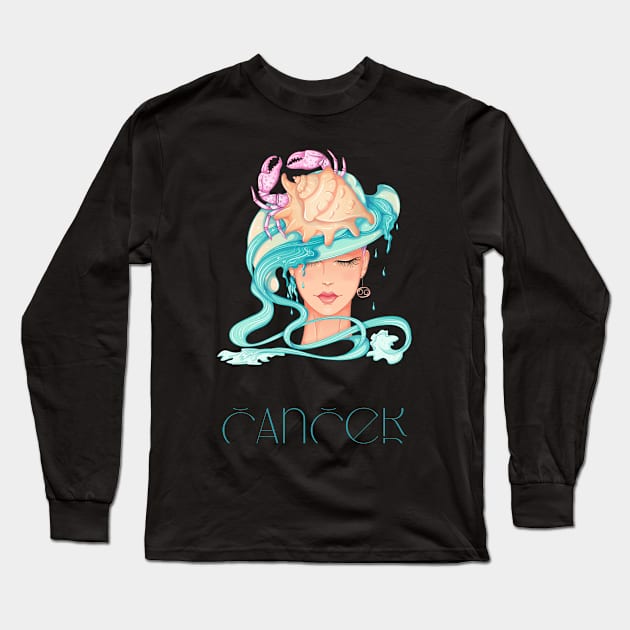 Cancer Zodiac Long Sleeve T-Shirt by ACH PAINT